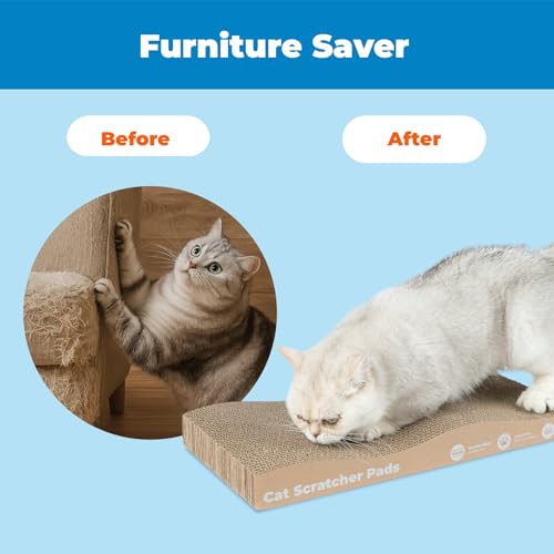 Image of Best Pet Supplies Catify Cat Scratcher, Fun Interactive Scratchers, Posts, Poles, Claw Safe, Furniture Saver Indoor Play Support Natural Cat Behaviors Heavy Duty - Wave (2 Pack)