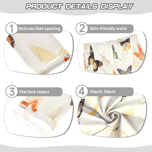 Toddler Girls Leggings Printed Yoga Pants Leggings Black Yellow Butterfly for Kids3