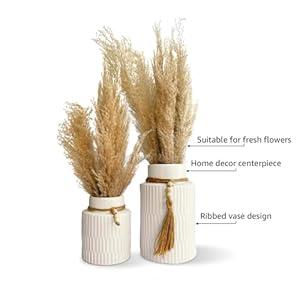 White large ceramic vase set of 2 modern farmhouse home decor accents rustic decor and accessories for living room dining table and mantle coffee table centerpiece decorations trendy boho vases  urban country home decor