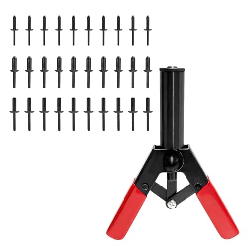 BWBWND 31 PCS Rivet Gun Set with 3 Sizes Nylon Blind Rivets Plastic Hand Riveter with Pop Rivets Assortment Universal Rivet Gun Kit for Automotive Door Panels Fastening