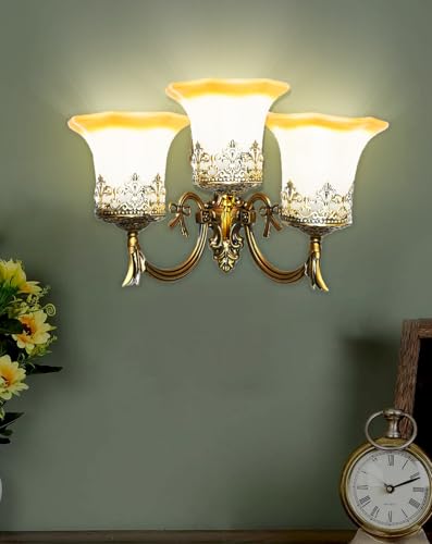 Image of WHITERAY Black Antique Designer Imported Wall Light Wall lamp for Bedroom, Living Room,Kitchen, Bars, malls, Besides The Bed, Balcony Home Decoration (1113 (Tripple) Without Bulb)