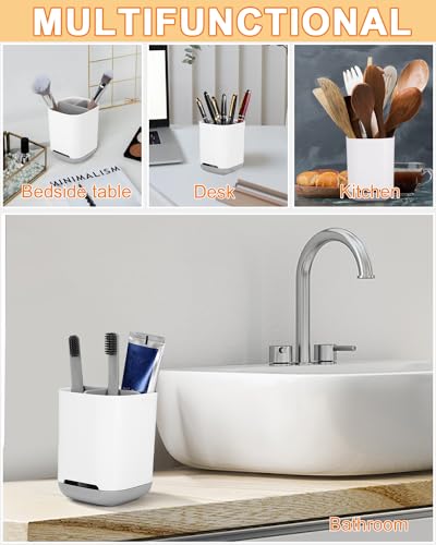 Miniatura 4 de Toaren Soporte Organizador De Cepillos Dientes,Porta Cepillo Dientes Baño,Portacepillos Dientes Eléctrico,Soporte Vaso Para Cepillo Dientes Y Pasta,Extraíble De Plástico,Antideslizante Para Familia