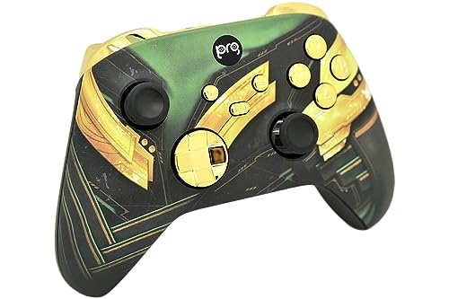 Image of Hand Airbrushed Fade Custom Controller Compatible with Xbox Series X /S & Xbox One (Series X /S Green Armor W /Gold Chrome Inserts)