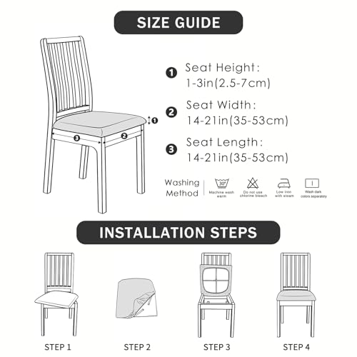 Forcheer Pu Dining Chair Seat Cover Set Of 4 Waterproof Dining Chair Covers Leather Chair Seat Covers For Dining Room Removable Washable Chair Seat Slipcovers Protector Rear thumb #2