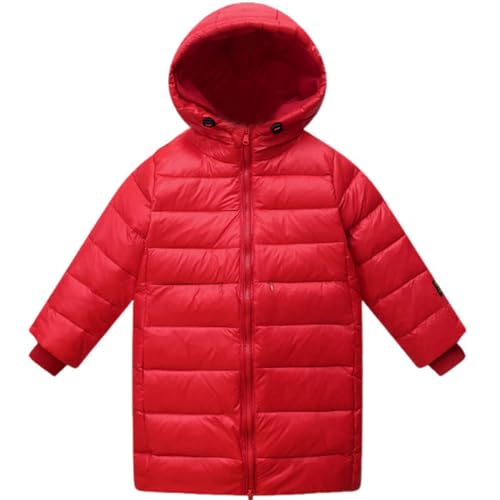 Boys Girls Mid Puffer Jacket Long SleeveQuilted Hooded Shiny Coat with Pockets Winter Thick Warm Comfy Down Jacket