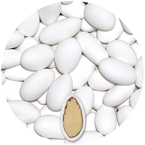 EinsSein® Feinste italienische Mandeltradition Hochzeitsmandeln weiß 1kg, 2kg, 3kg weiss matt 65 Gastgeschenke/Kilo Zuckermandeln Bonboniere Schokotafeln ohne organzasäckchen Taufe Taufmandeln Schoko