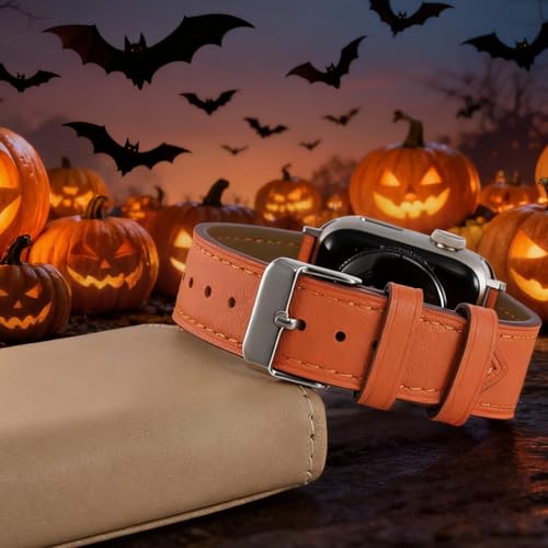 Genuine Leather Band Compatible with Apple Watch Bands for Women Men 49mm 46mm 45mm 44mm 42mm 41mm 40mm 38mm, Soft Leather Replacement Strap for iWatch Ultra/SE/Series 11 10 9 8 7 6 5 4 3 2 1