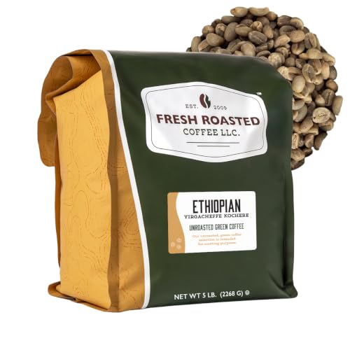 Fresh Roasted Coffee Ethiopian Yirgacheffe Kochere Unroasted Green Coffee Beans for Home Roasting Kosher 5 lb (80 oz)