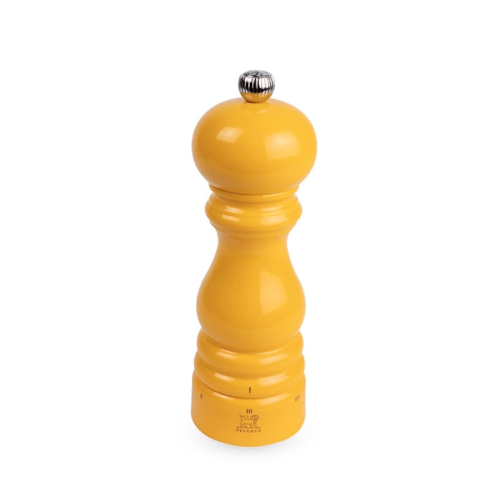 PEUGEOT - Moulin à Sel Paris u'Select 18 cm - Collection ParisRama - 6 Réglages - Innovation Sel Glace, Mécanisme Zirlion - En Bois Labellisé PEFC - Fabrication Française - Coloris Laqué Jaune Safran