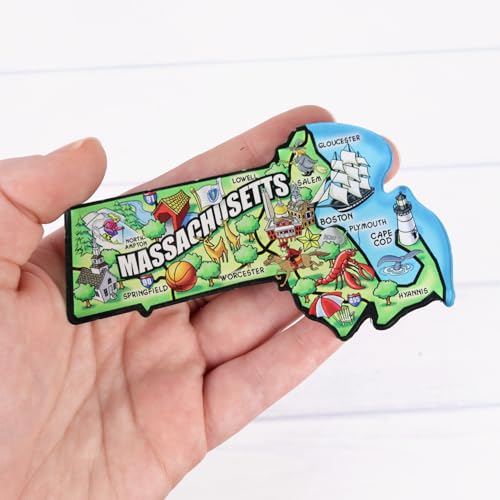 Imán Acrílico Mapa Estado Massachusetts 4.25x2.5 pulg miniatura 3