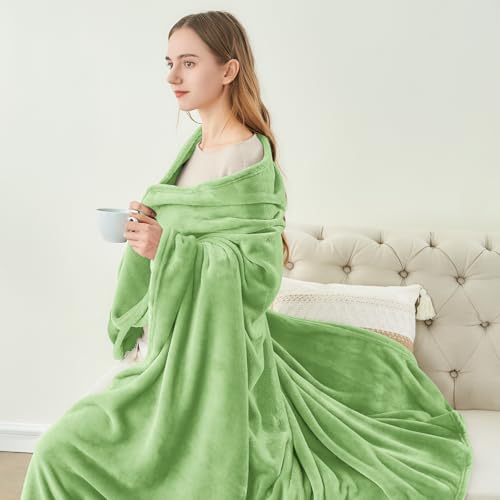Image of BEDELITE Fleece Blanket Grass Green Throw Blankets for Couch & Bed, Luxury Plush Cozy Fuzzy Blanket 50 inch x 60 inch, Super Soft Warm Lightweight Throw Blanket for Travel Camping