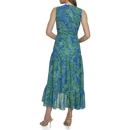 Image of DKNY Womens V-Neck Twist Front Sleeveless Dress
