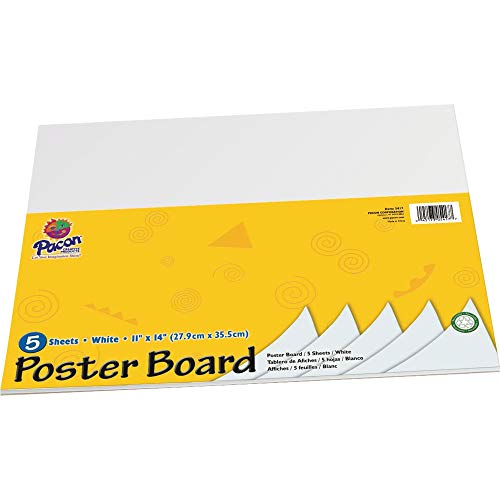 Pacon Corporation 5417 Poster Board,Recyclable, 11-Inch x14-Inch,5 Sh/PK, White