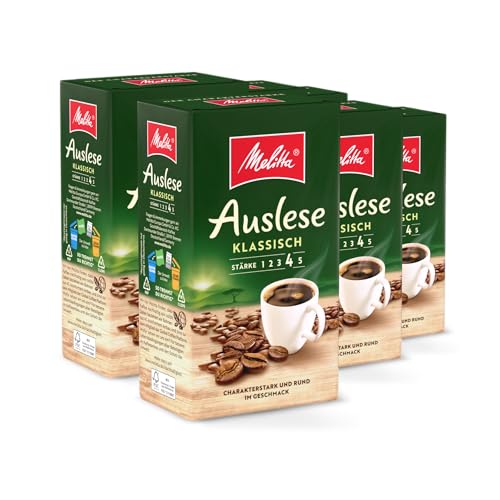 Melitta Auslese Café Filtre 6 X 500 G, Moulu, en Poudre pour Machines à Café Filtre, Torréfaction Forte, Torréfié en Allemagne, en Barquette