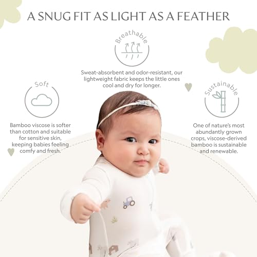 Image of Bamboo Little Soft Baby Footie Pajamas, Baby Clothes, Newborn Sleepers, 95% Viscose and 5% Spandex, 0-24 Months