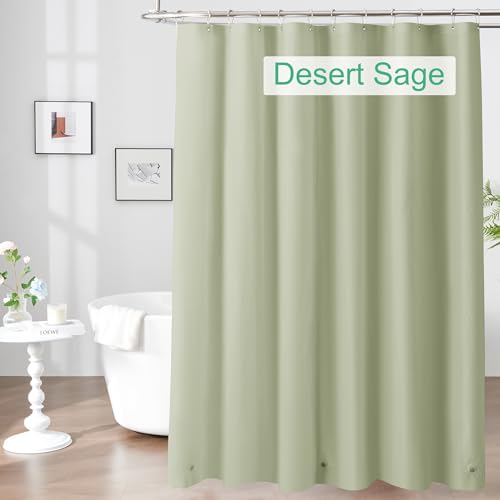 Image of Mrs Awesome Sage Shower Curtain Liner with 3 Magnets, 72x72 Premium Flexible Sturdy Plastic Shower Curtain for Bathroom Lightweight & Waterproof, Desert Sage