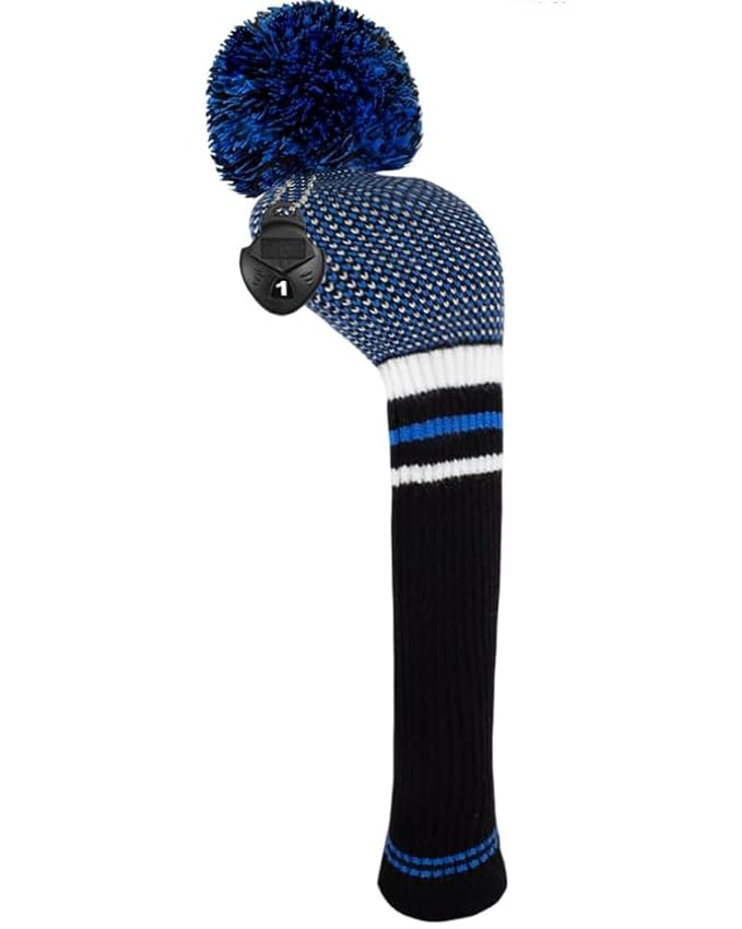 Scott Edward 1PCS Knit Pom Pom Driver(460cc) Club Protector Golf Club Cover with Rotating Number Tags,Soft,Portable(Scottish Red) — image 1