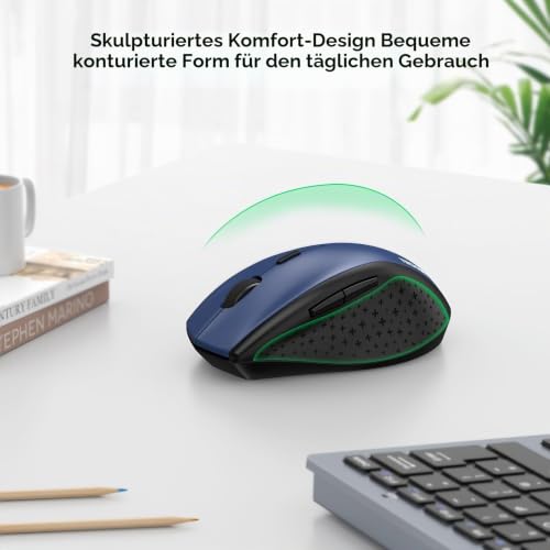 TECKNET Kabellose Maus, 2.4G Funkmaus mit USB Empfänger, Blau – Ansicht 3