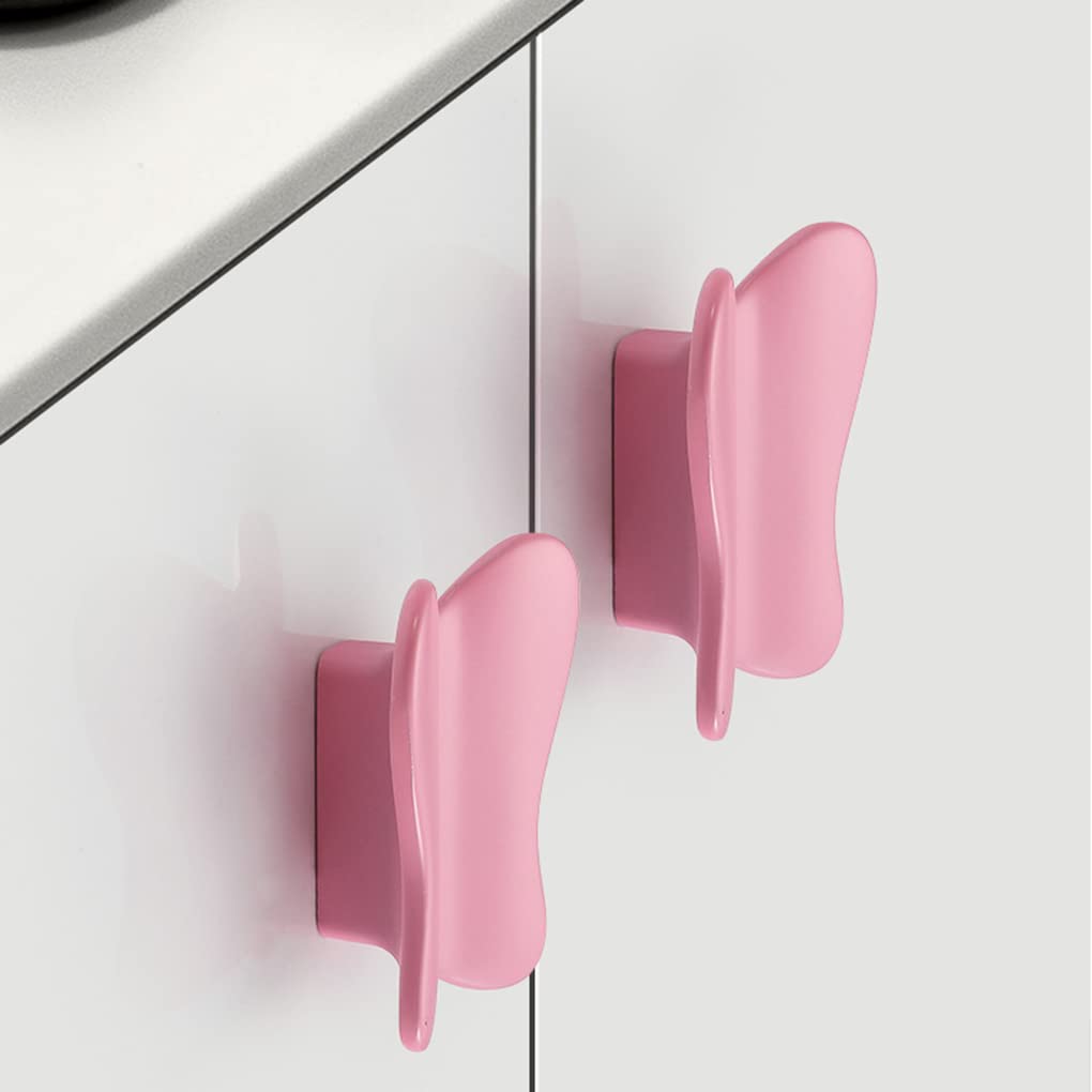 Maniglione Colorato per Armadietto Decorativa Tiretti Cameretta Bambini Design Farfalla Pomelli Armadi Lega Zinco Maniglia Cassetto Pink