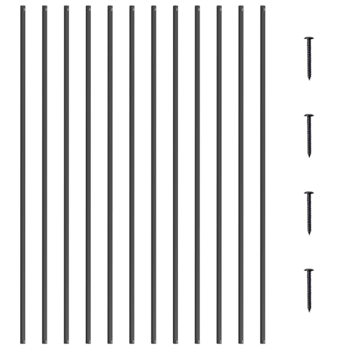 VEVOR Balaustres de Metal para Escaleras Varillas Cuadradas de Aleación de Aluminio 1118x13 mm 11 Balaustres de Cubierta con Tornillos Barandilla Recta Hueca Clásica Recubrimiento de Polvo Negro Satén
