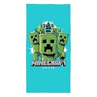 Minecraft Movie Towel | Super Soft Feel, Creepers Gaming Design | Perfect The Home, Bath, Beach & Swimming Pool | One Size 140cm x 70cm