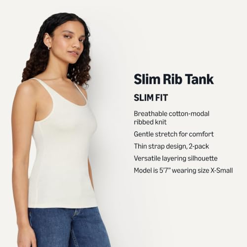 Image of Amazon Essentials Women's Slim-Fit Thin Strap Tank Top, Pack of 2