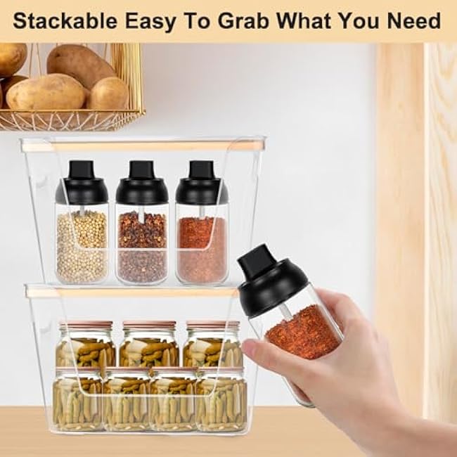 Pantry Organizers and Storage,Onion,Potato,Garlic,Produce,Fruit and Vegetable Storage,Set of 2 Kitchen Stackable Storage Bins