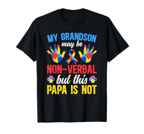 My Grandson Proud Autism Papa Autism Awareness For Papa T-Shirt