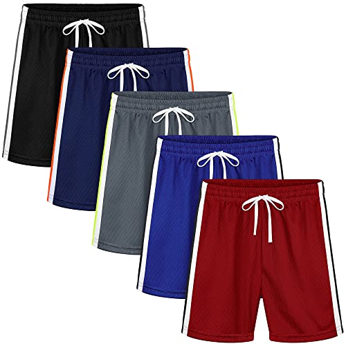 Resinta 5 Pack Toddler Boy's Mesh Shorts Quick Dry Performance Shorts Boys Athletic Shorts Stripe Basketball Shorts, 4T #TOP26