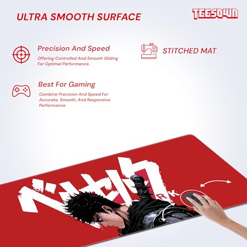 Image of Stitched Berserk Anime Extended Mousepad (12x31) for Laptop, Desktop, PC and Gaming Deskmat (Stitched Edges, XL)
