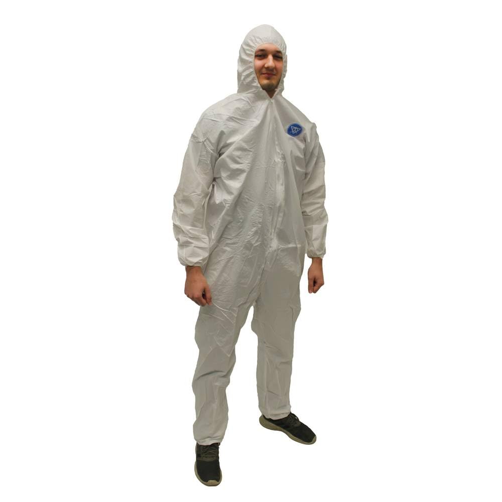 Generic Microporous Coverall, Zipper Front, Attached Hood, Elastic Wrists and Ankles, 3X Large, White