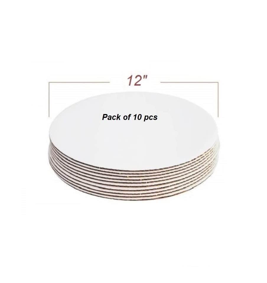BAKERS 4U MDF Round White Cake Base/Board Server 12 inch, Pack of 10 pcs 1