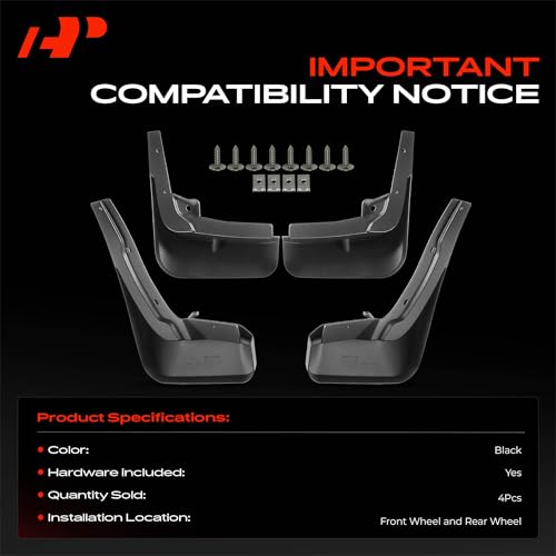 Image of A-Premium Mud Flaps Compatible with Audi | for Audi Q7 2016 -2018 Sport Utility, No Drilling Required Mud Guards with Hardware Accessories, Set of 4 Front and Rear