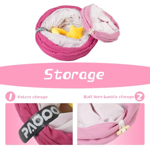 Image of Cat Tunnel, Large Indoor Durable Collapsible Interactive Cat Tube with Peek-A-Boo Hole, Hanging Toys, and Crinkly Paper Lining - Cute Tunnel for Cats, Kittens, Puppies & Rabbits, Pink