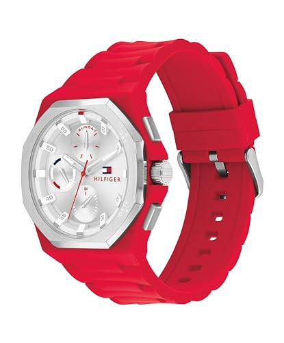 Image of Tommy Hilfiger Mens Sporty Watch - Multifunction Silicone Wristwatch - Water Resistant up to 5 ATM /50 Meters - Premium Fashion Timepiece for All Occasions - 44 mm