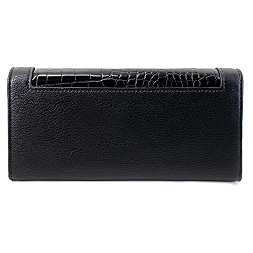 Faux Leather Crocodile Alligator Pattern Wallet with Phone Pocket for Women, Black3