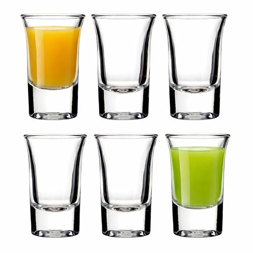 Premier Housewares Sleek Set of 6 Clear Shot Glasses 35ml | Reusable Clear Shot Glasses for Vodka Shots Rum Brandy Jello Shots | Heavy Base Shot Glass Set for Home Bar Pub