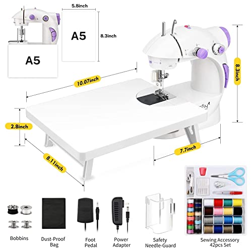 Magicfly Mini Sewing Machine for Beginner, Dual Speed Portable Sewing Machine Machine with Extension Table, Light, Sewing Kit for Household, Travel... - Image 5