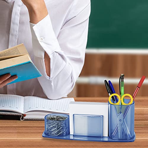 Acrimet Millennium Desktop Organizer Holder For Pen, Pencil, Clip, Paper And Desk Accessories (Plastic) (Paper Included) (Clear Blue Color) #TOP5