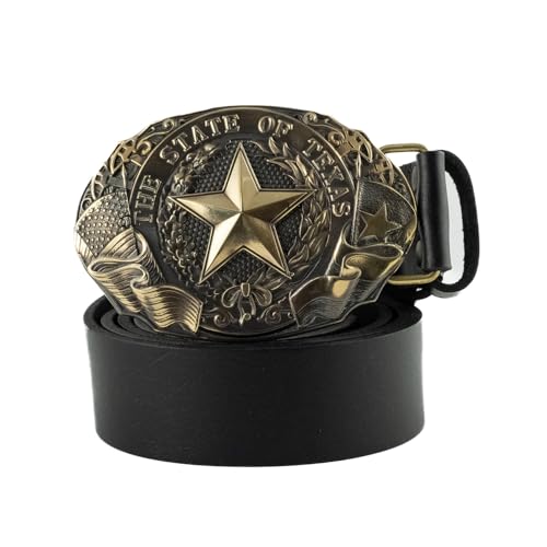 Leather Belt with Texas State Solid brass belt buckle, Texas star, The Lone Star State large buckle, Texas seal, Western Cowboy heavy-duty cowhide belt4