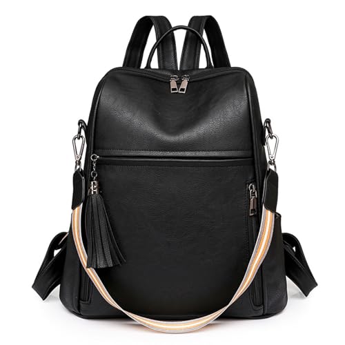 Sac à dos en cuir synthétique pour femme grand format style urbain chic