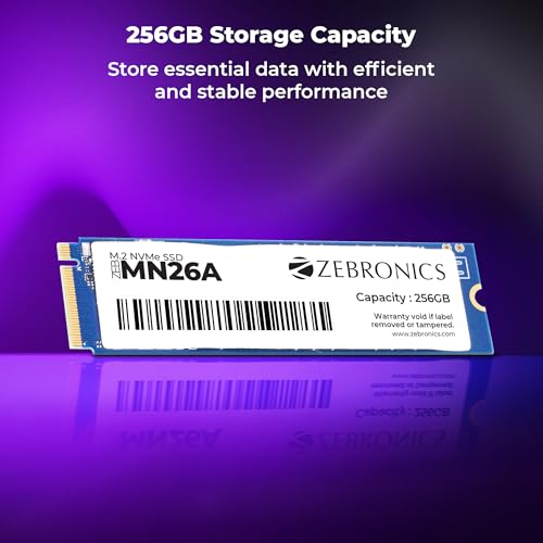 Image of Zebronics 256GB M.2 NVMe SSD, 2280 Form Factor, 2200MB /s Read & 1600MB /s Write, Faster Than SATA SSD, High Performance Storage, Low Power Consumption, Silent Operation, S.M.A.R.T Support (MN26A)