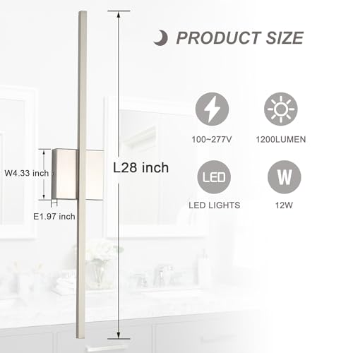 fengkiop Gold Wall Sconces Set of Two 28'', LED Dimmable Sconces by fengkiop - Used condition - Image 5