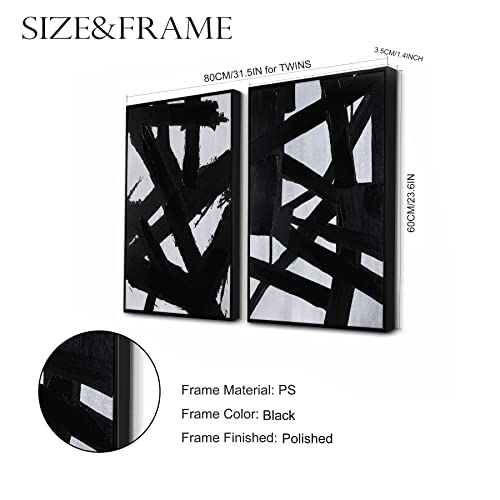 Zessonic Black And White Abstract Wall Art - Black Painting Stroke Graffiti Artwork for Living Room, Bedroom, Office Decor,16" x 24" x 2 - Image 7