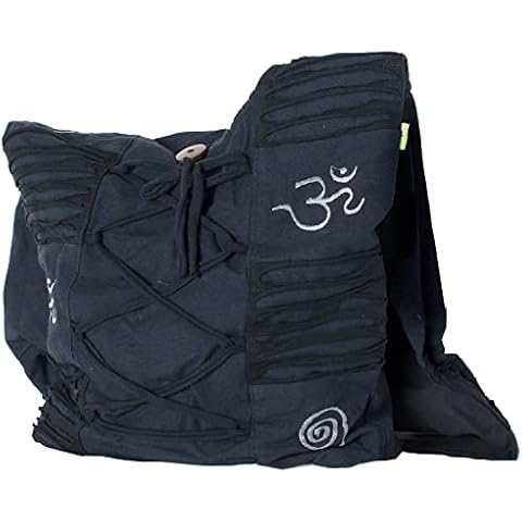 Vishes Damen Yogitasche Stonewash Tragetasche Umhängetasche Damentasche Beuteltasche Baumwolle schwarz Cover