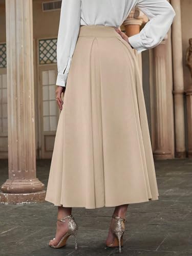 Women's 2025 Summer Casual Long Skirts Elegant Solid Color High-Waisted Maxi Skirt2