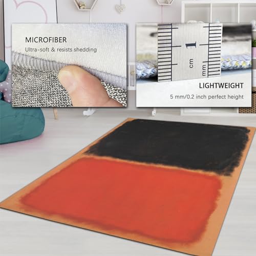 Tapis rouge et noir Mark Rothko salon lavable 150x210 cm moderne