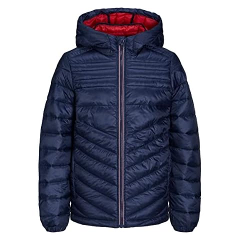 Jack & Jones Junior Jungen Jjehero Puffer Hood Noos Jnr Gesteppt, Navy Blazer/Detail:contrast Zip, 152 EU Cover