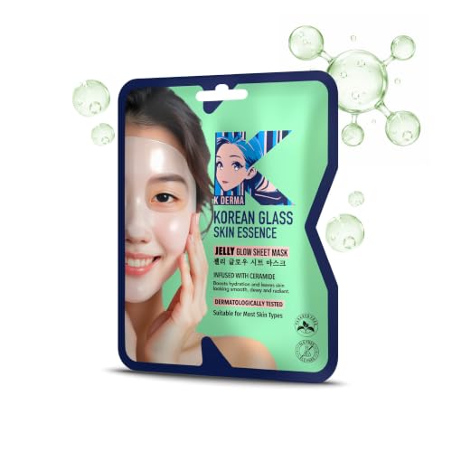 Image of K DERMA Korean Glass Skin Essence Jelly Glow Sheet Mask, Ceramide Infused, Dermatologically Tested, 25g