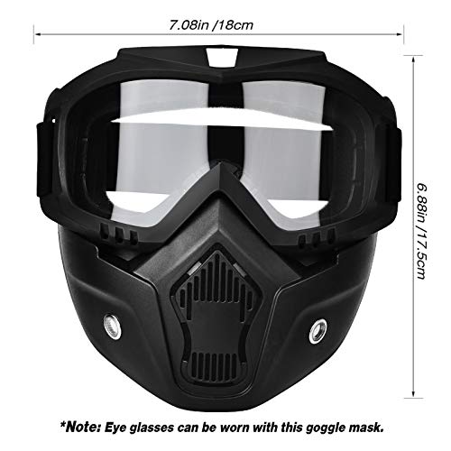BOLLFO Motorcycle Goggles Mask Detachable Face Mask for CS Paintball Airsoft Skiing Riding Cycling - Thumbnail 5
